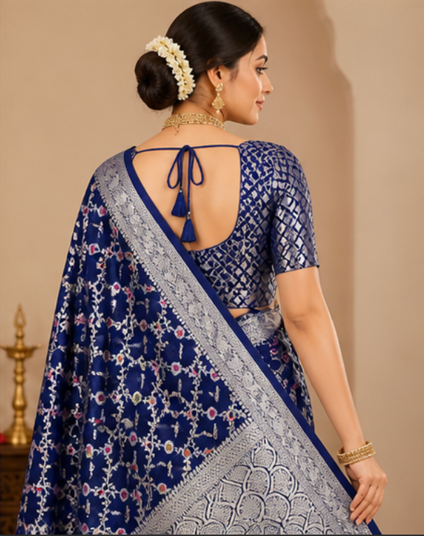 Royal Indigo Mina Banarasi Saree