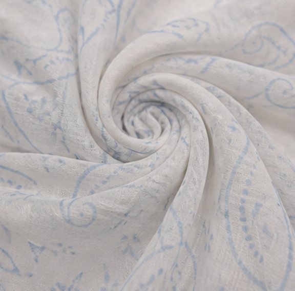 Elegant Hand Block Printed Cotton Suit Set with Chiffon Dupatta (Sky Blue Floral)