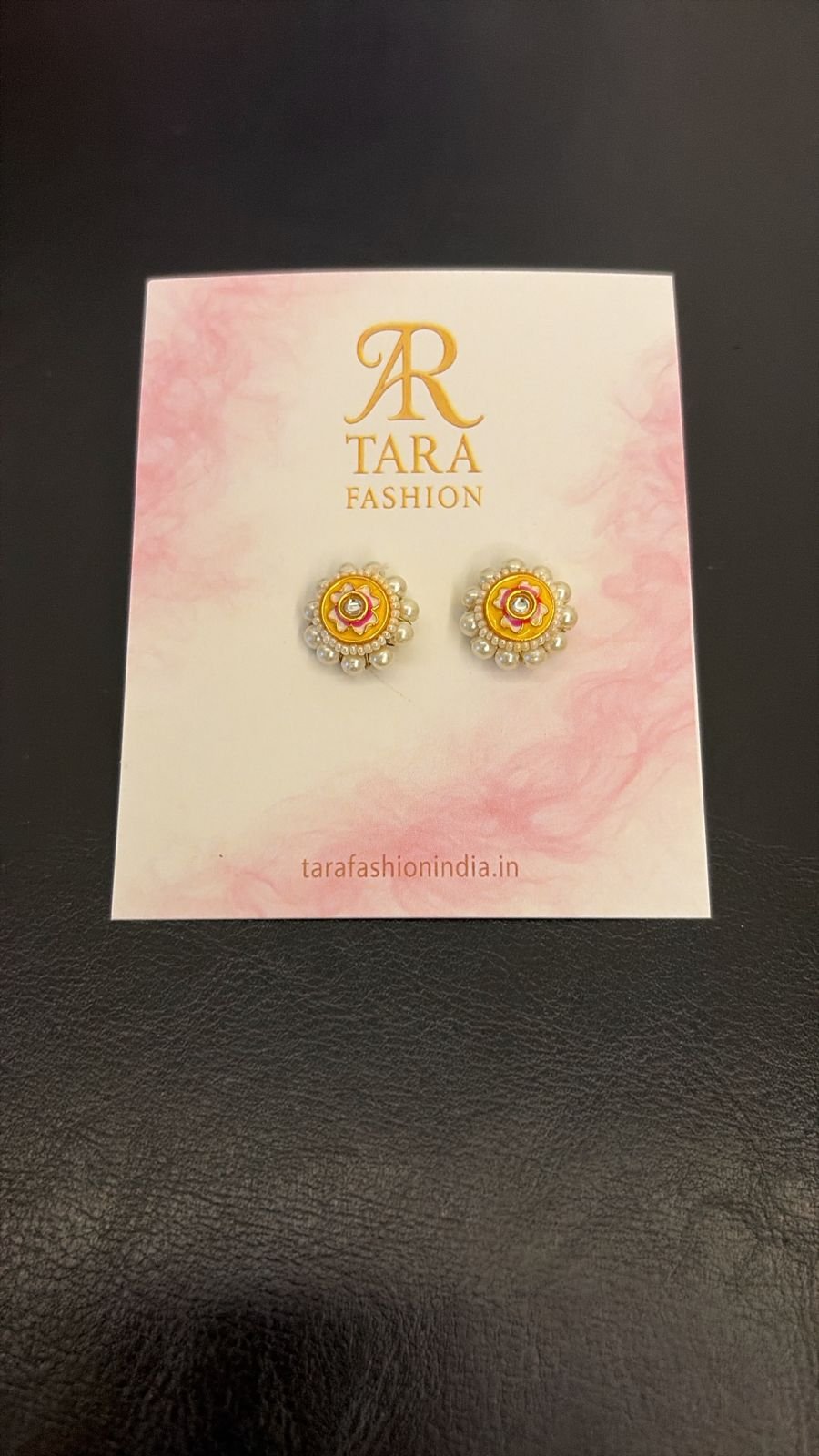 Elegant Gold-Plated Meenakari Floral Stud Earrings with Pearl Border