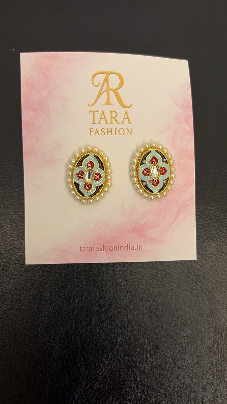 Multicolor Meenakari Oval Stud Earrings with Central Kundan
