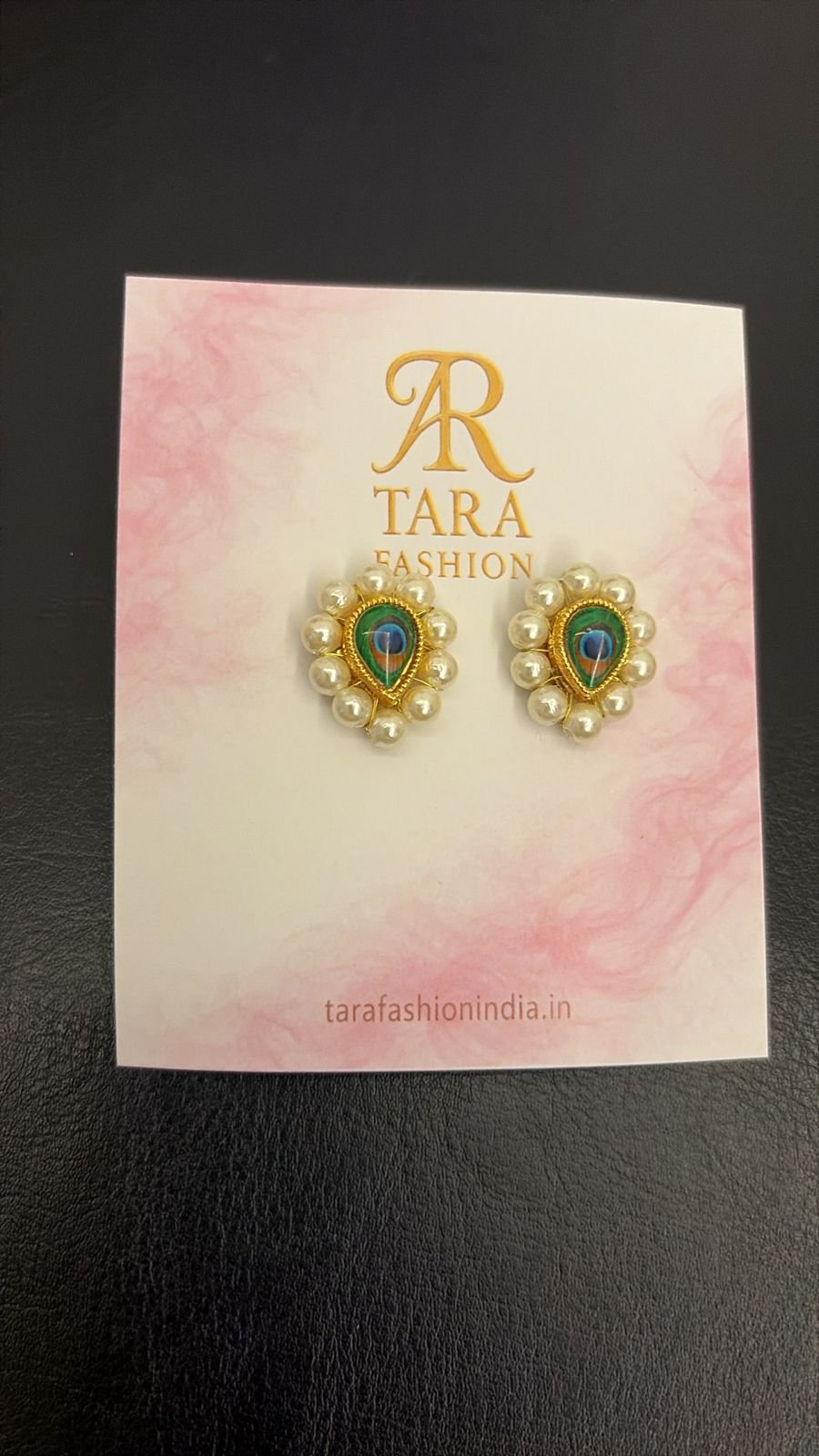 Tara Fashion Elegant Peacock Motif Pearl Stud Earrings
