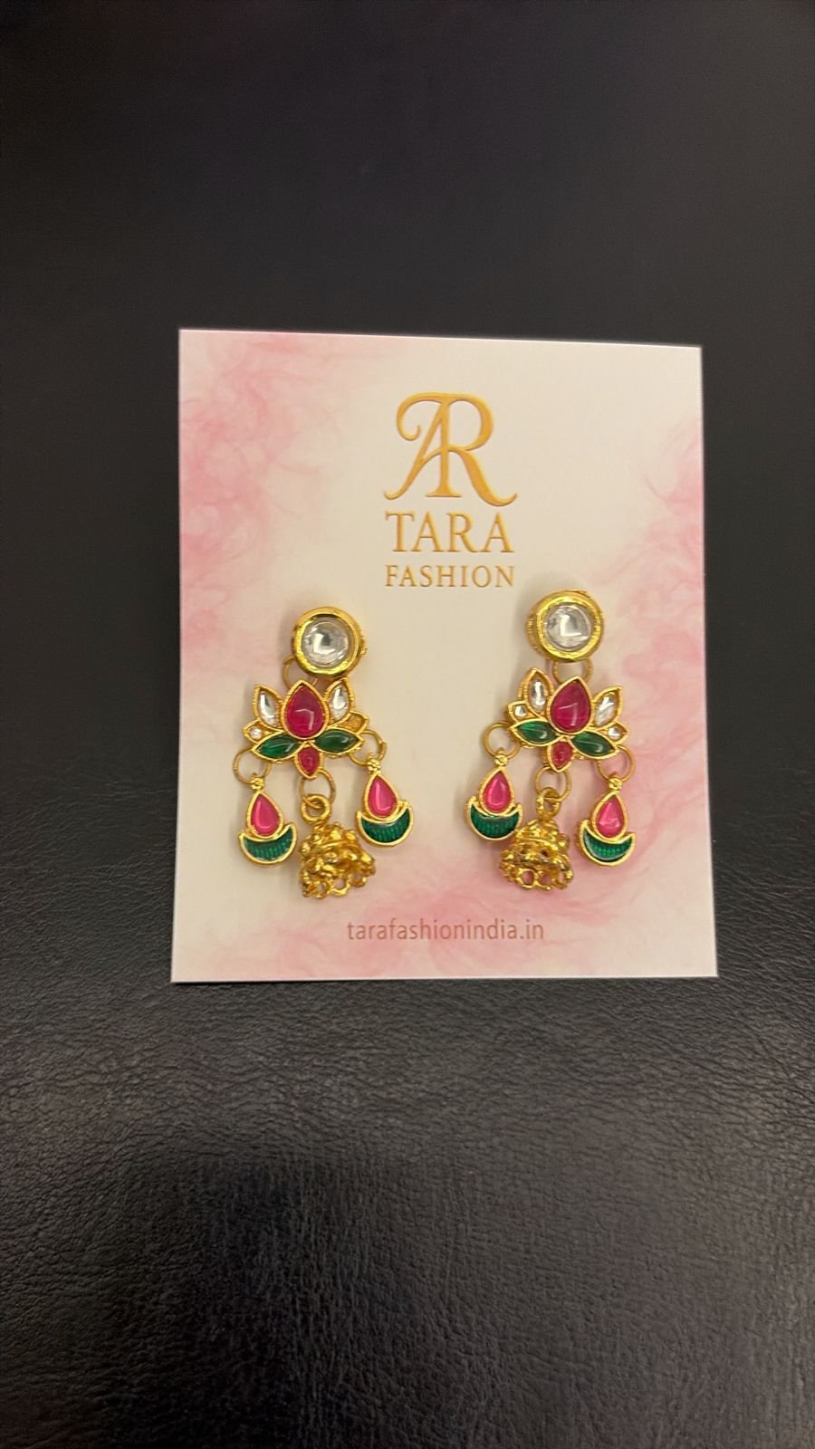 Tara Fashion Traditional Meenakari Lotus Jhumka Earrings