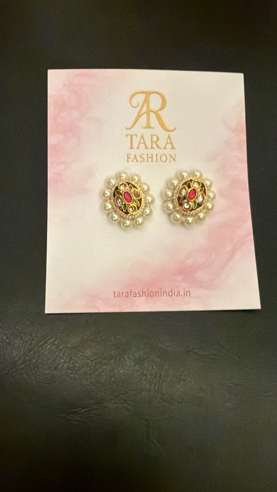 Oval Meenakari Floral Stud Earrings with Pearl Border