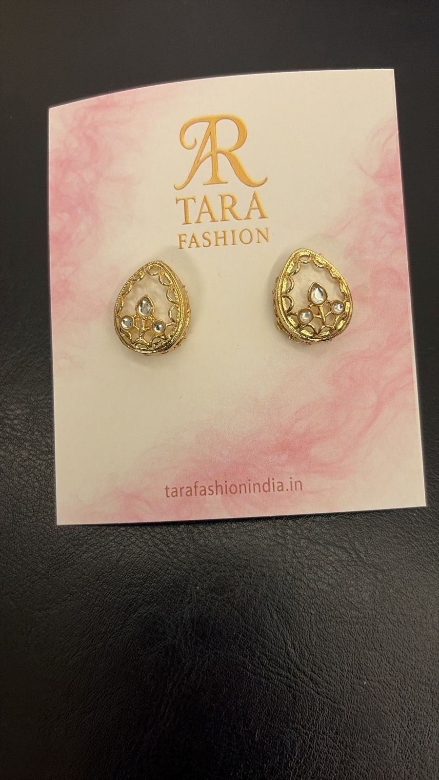 Elegant Gold-Plated Teardrop Kundan Stud Earrings