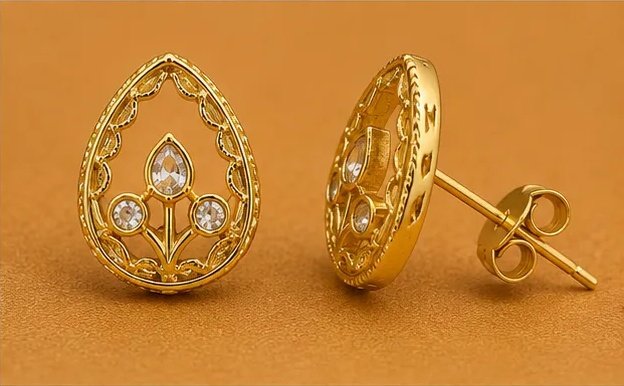Elegant Gold-Plated Teardrop Kundan Stud Earrings view 5