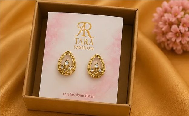 Elegant Gold-Plated Teardrop Kundan Stud Earrings view 7