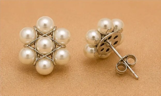 Chic Floral Pearl Wire-Wrapped Stud Earrings view 5