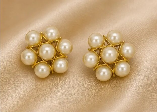 Elegant Floral Pearl Wire-Wrapped Stud Earrings