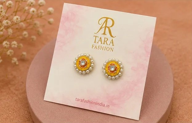 Elegant Gold-Plated Meenakari Floral Stud Earrings with Pearl Border view 4