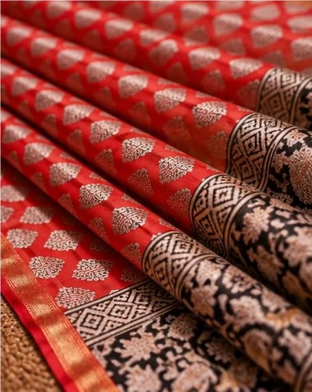 Regal Red Maheswari Silk Saree with Ornate Paisley Pallu view 7