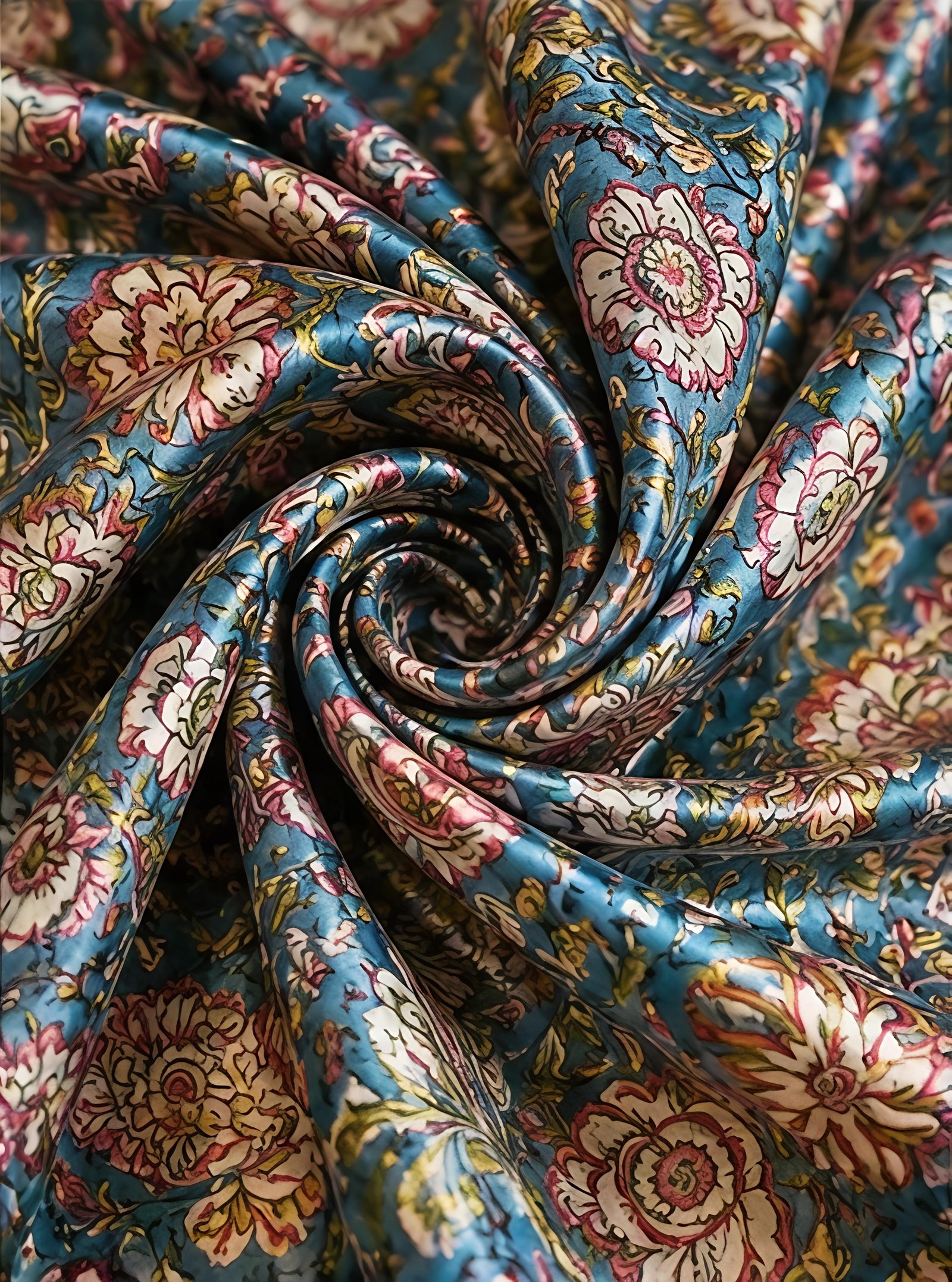 Turquoise Blue and Multi-Color Floral Maheswari Silk Saree view 2