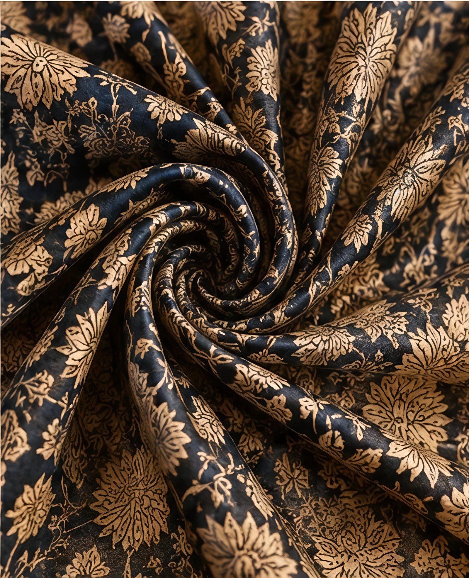 Indigo Blue and Beige Maheswari Silk Saree with Rust-Orange Border view 3