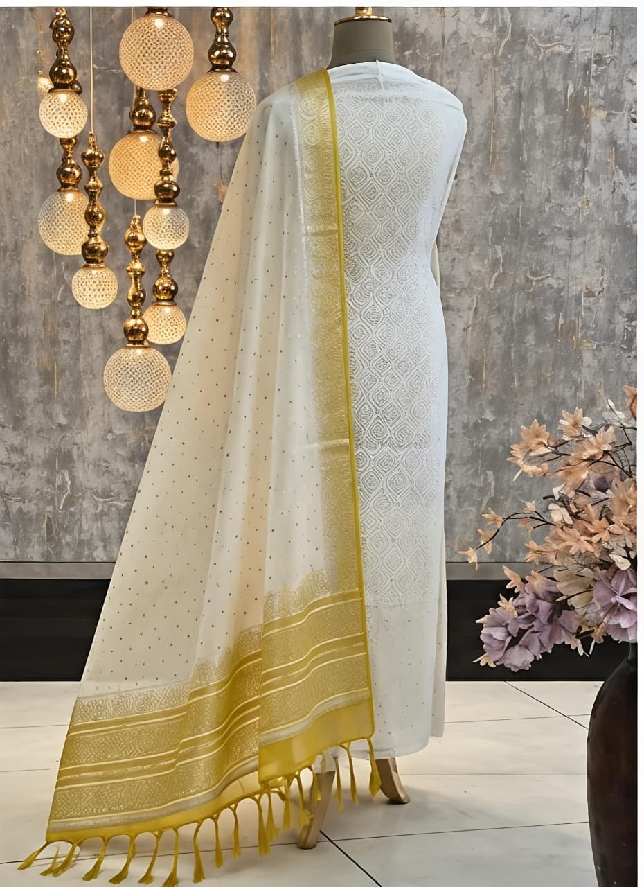 Exclusive Banarasi Unsticthed suit fabric view 4