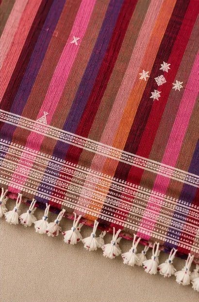 Forest Bloom Striped Cotton Dupatta