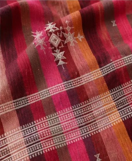 Rosewood Sunset Striped Cotton Dupatta view 2