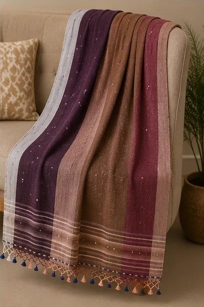 Vintage Mocha Colourblock Cotton Dupatta