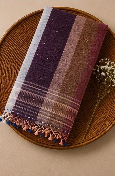 Vintage Mocha Colourblock Cotton Dupatta view 3