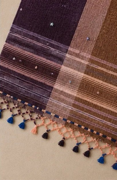 Vintage Mocha Colourblock Cotton Dupatta view 4