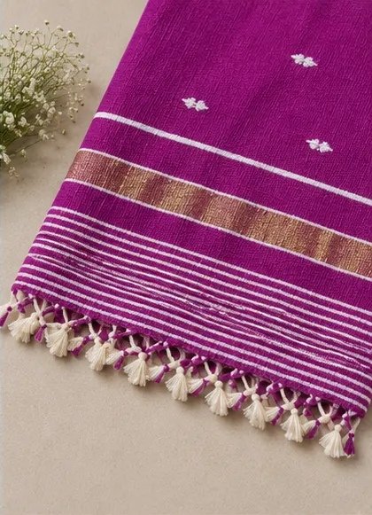 Royal Magenta Handwoven Cotton Dupatta view 3