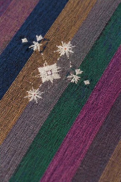 Midnight Meadow Striped Cotton Dupatta view 2