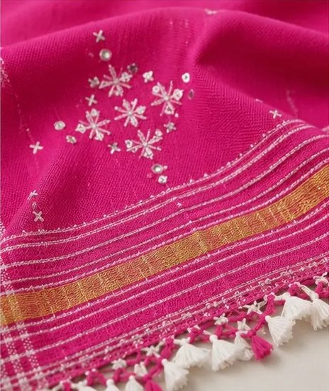 Radiant Fuchsia Handwoven Cotton Dupatta view 5