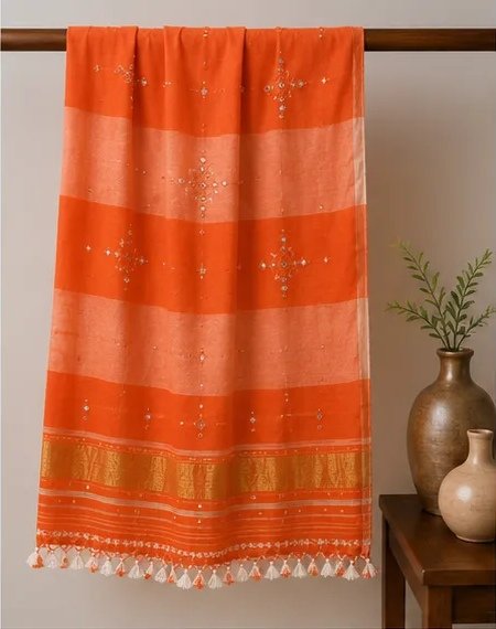 Royal Berry Striped Cotton Dupatta