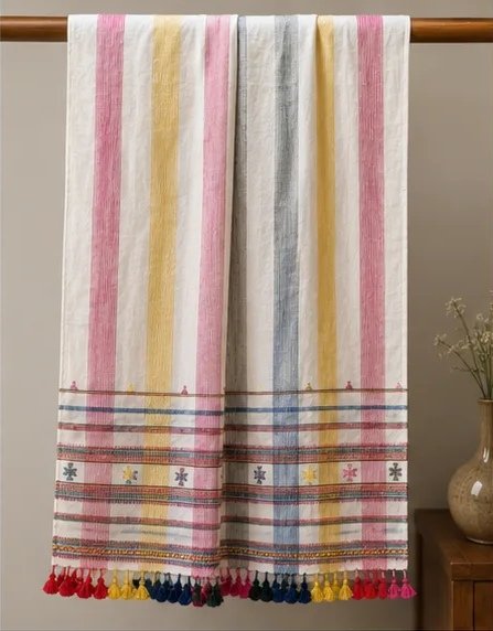 Pastel Harmony Striped Cotton Dupatta view 5