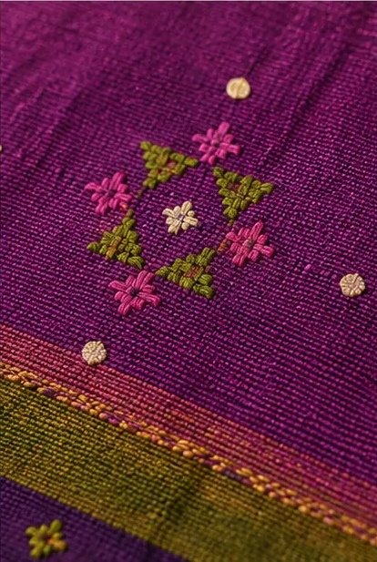 Royal Plum Embroidered Cotton Dupatta view 5