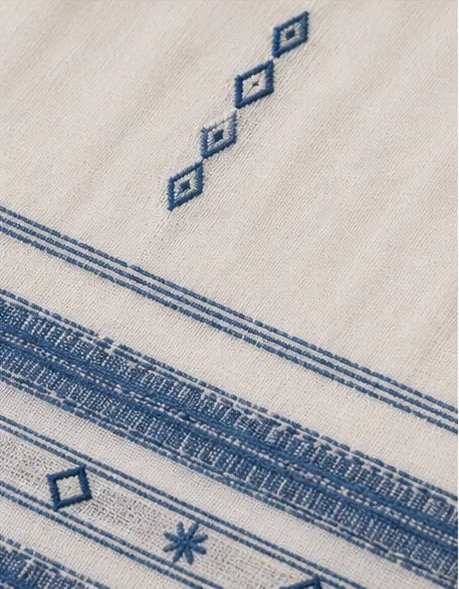 Ivory Sky Blue Handwoven Cotton Dupatta view 2
