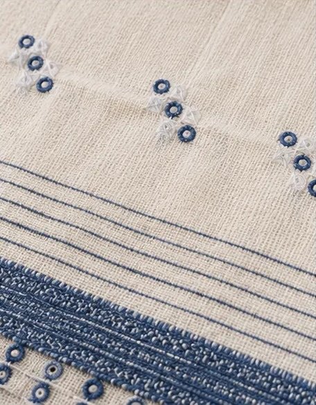 Ivory Indigo Handwoven Cotton Dupatta view 2
