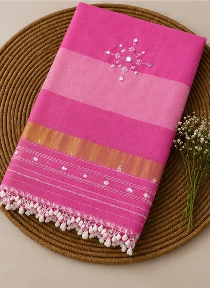 Blush Pink Handcrafted Cotton Dupatta
