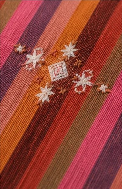 Rosewood Pink Striped Cotton Dupatta view 2