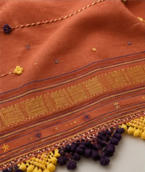 Rust Orange Handcrafted Cotton Dupatta view 5