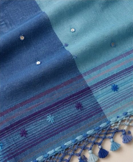 Aqua Blue Ombre Cotton Dupatta view 2