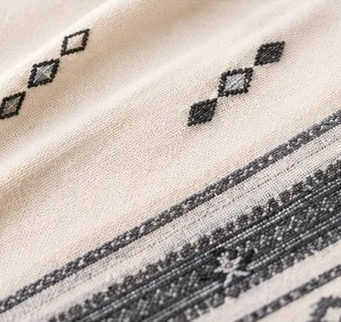 Ivory Black Handwoven Cotton Dupatta view 2