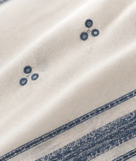 Ivory Blue Handwoven Cotton Dupatta view 5