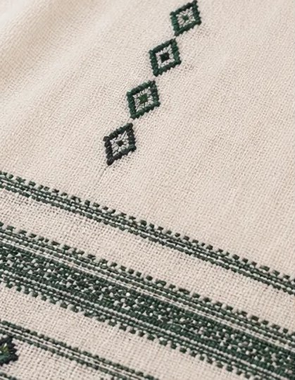 Ivory Green Handwoven Cotton Dupatta view 5