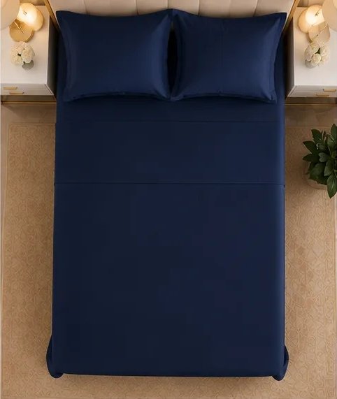 400 TC Premium Navy Blue Bedsheet view 2