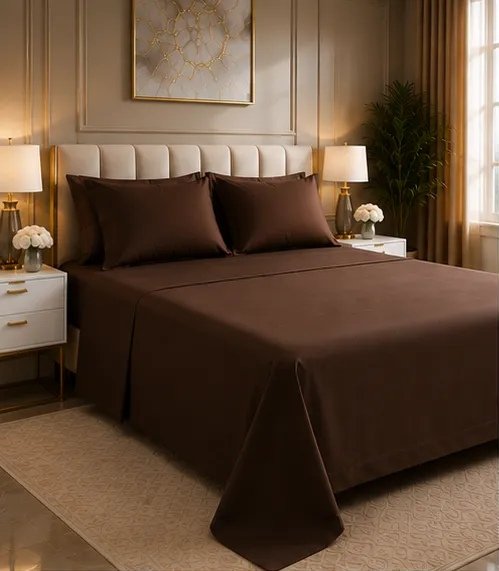 400 TC Premium Dark Brown Bedsheet view 4