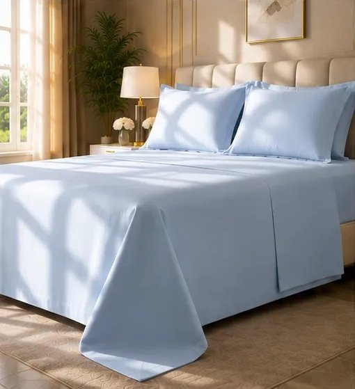 400 TC Premium Sky Blue Bedsheet