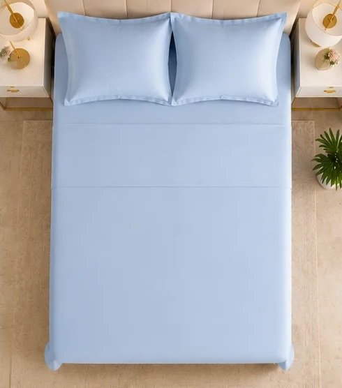 400 TC Premium Sky Blue Bedsheet view 4
