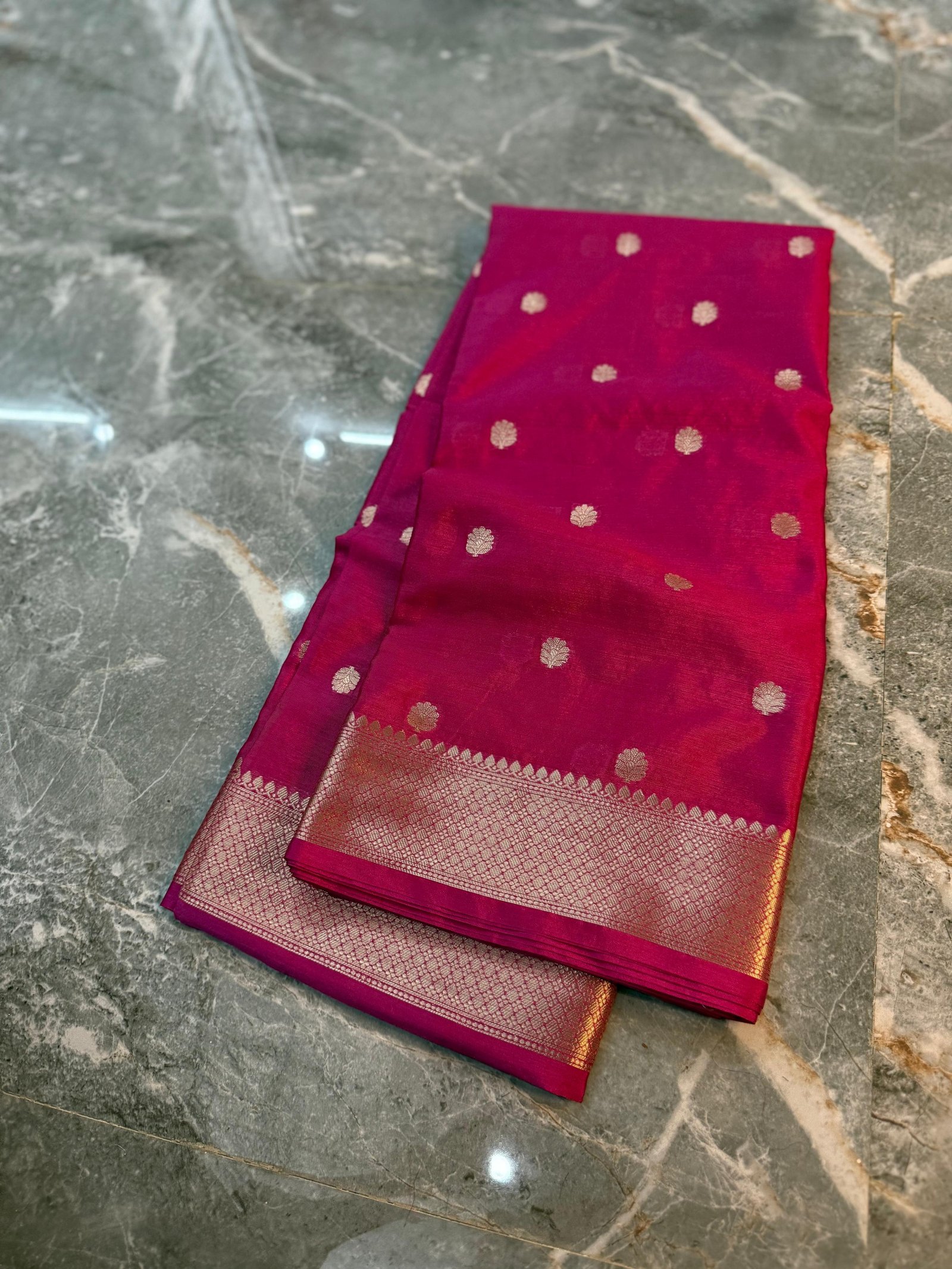 Royal Magenta Zari Butti Banarasi Saree