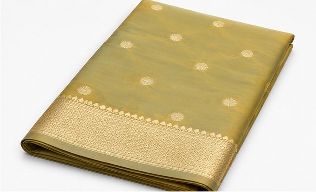 Elegant Olive Gold Banarasi Silk Saree with Zari Buta view 6