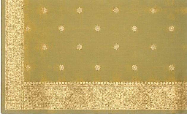 Elegant Olive Gold Banarasi Silk Saree with Zari Buta view 7