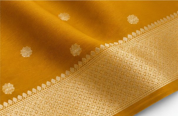 Vibrant Mustard Yellow Banarasi Silk Saree with Gold Zari Buta view 2