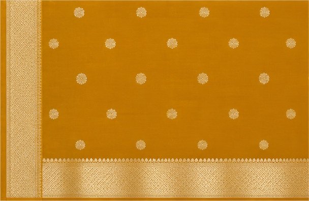 Vibrant Mustard Yellow Banarasi Silk Saree with Gold Zari Buta view 4