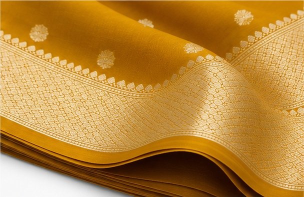 Vibrant Mustard Yellow Banarasi Silk Saree with Gold Zari Buta view 6