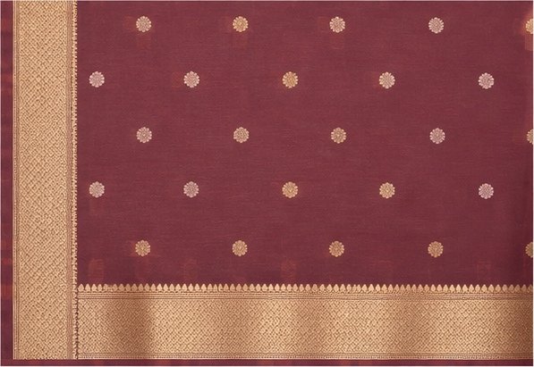 Elegant Rust Banarasi Silk Saree with Gold Zari Buta & Border view 2