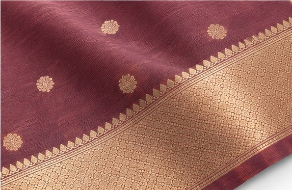Elegant Rust Banarasi Silk Saree with Gold Zari Buta & Border view 7