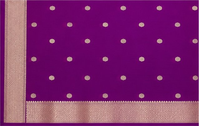Royal Purple Golden Zari Butti Banarasi Saree view 7